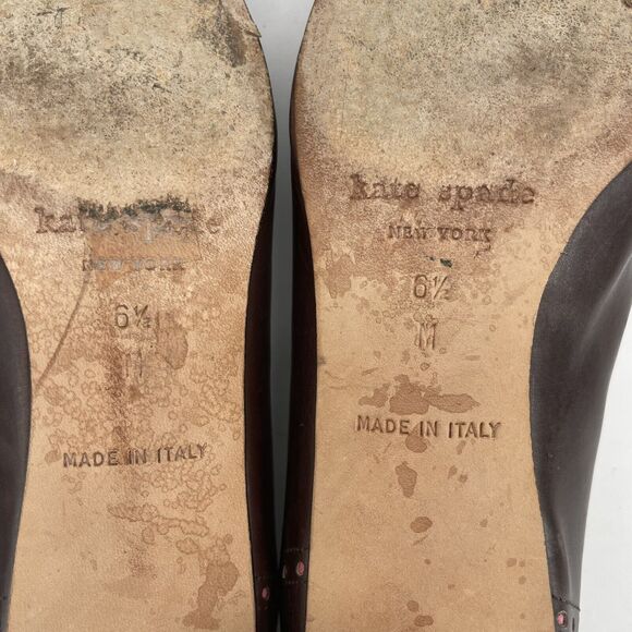 Kate Spade New York Size 6.5 Leather Fringe Tassel Loafers Brown Pink Low Heel - Picture 10 of 11